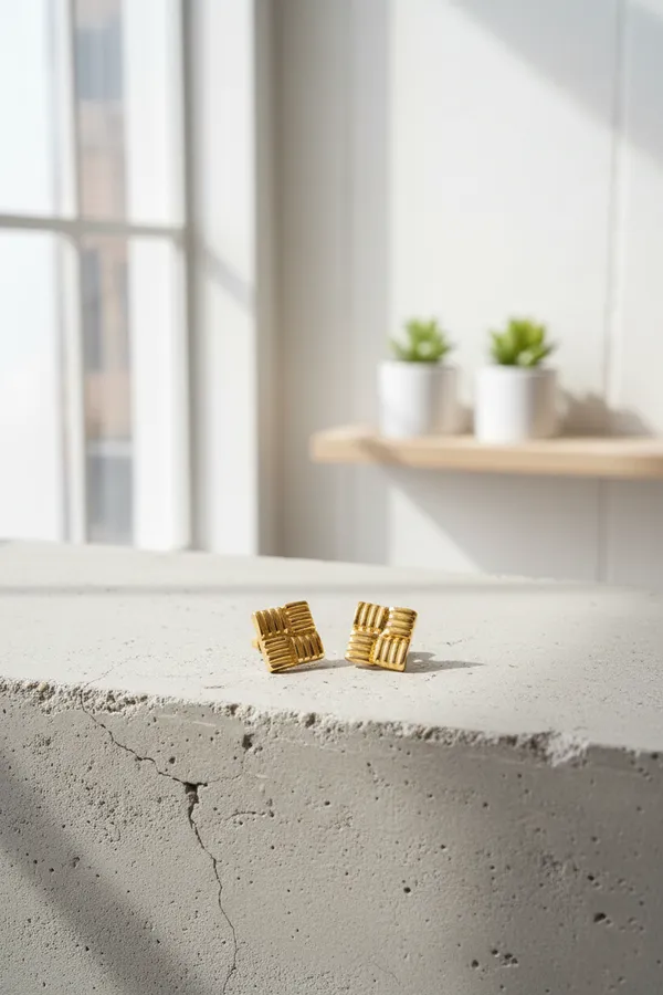 Golden_Textured_Square_Stud_Earrings_For_Women