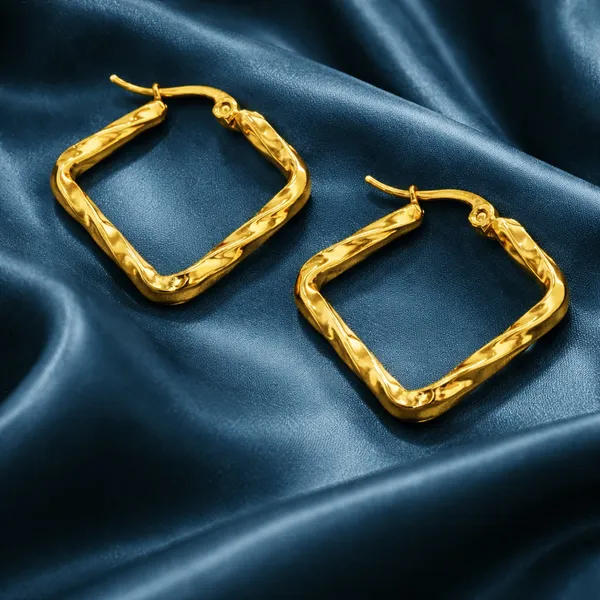 Golden_Twisted_Square_Hoop_Earrings_Gold_Plated_Fashion_Jewelry_For_Women