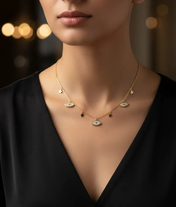 White_Evil_Eye_Star_Charm_Necklace_Gold_Plated_Delicate_Chain_With_Blue_Stone_Accents_For_Women