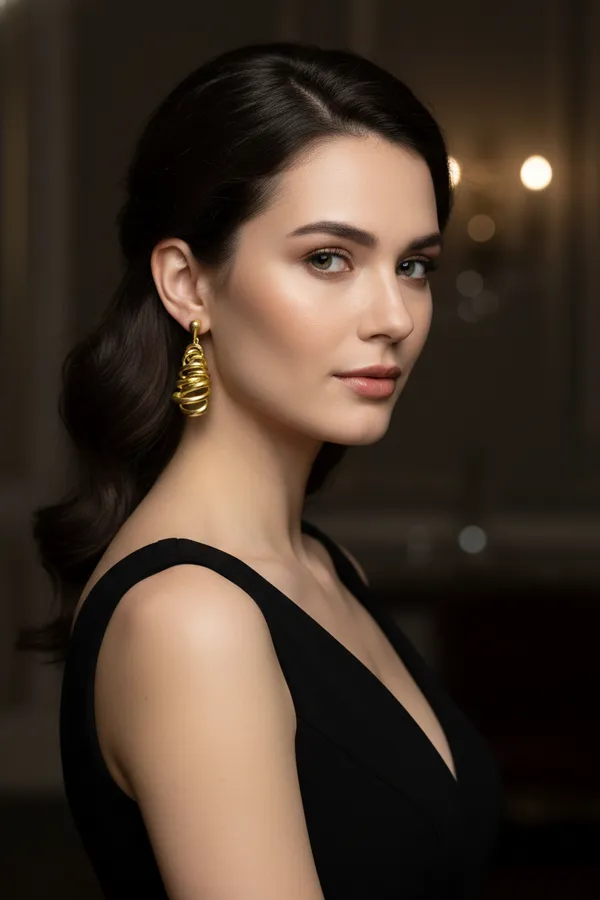 Gold_Plated_Spiral_Cone_Drop_Earrings_For_Women