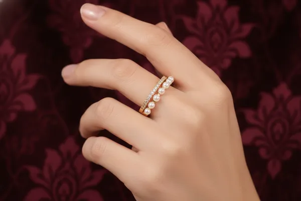 White_Gold_Plated_Double_Band_Adjustable_Ring_With_Pearls_And_Crystals_For_Women