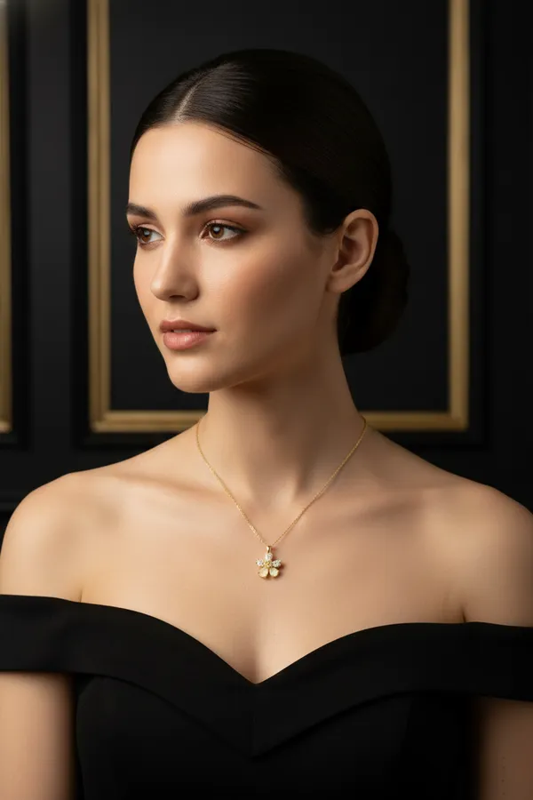 White_Elegant_Floral_Crystal_Pendant_Necklace_With_Gold_Chain_For_Women