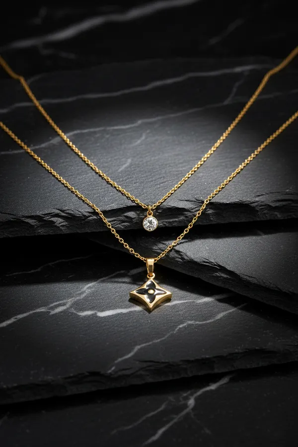 Golden_Elegant_Layered_Star_Pendant_Necklace_Set_Gold_Finish_For_Women