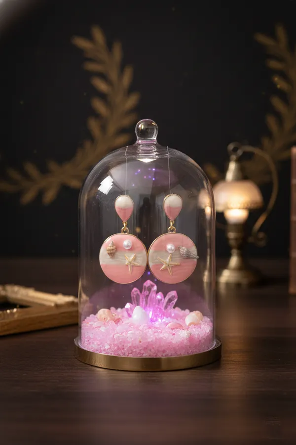 Pink_Seashell_Starfish_Drop_Earrings_With_Pearl_And_Shell_Accents_For_Women