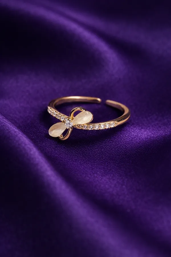 Golden_Elegant_Butterfly_Ring_With_Crystal_Accents_Adjustable_Fashion_For_Women