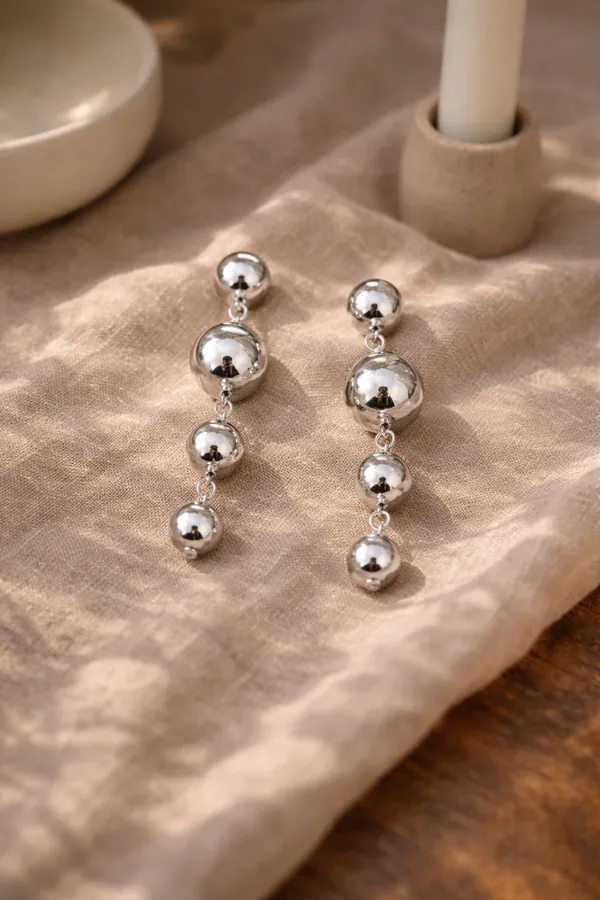 Golden_Silver_Graduated_Ball_Drop_Earrings_For_Women