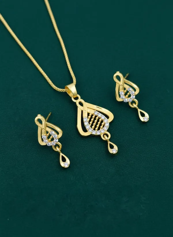 Gold_Plated_Cz_Stone_Pendant_Necklace_Set_With_Earrings_For_Women