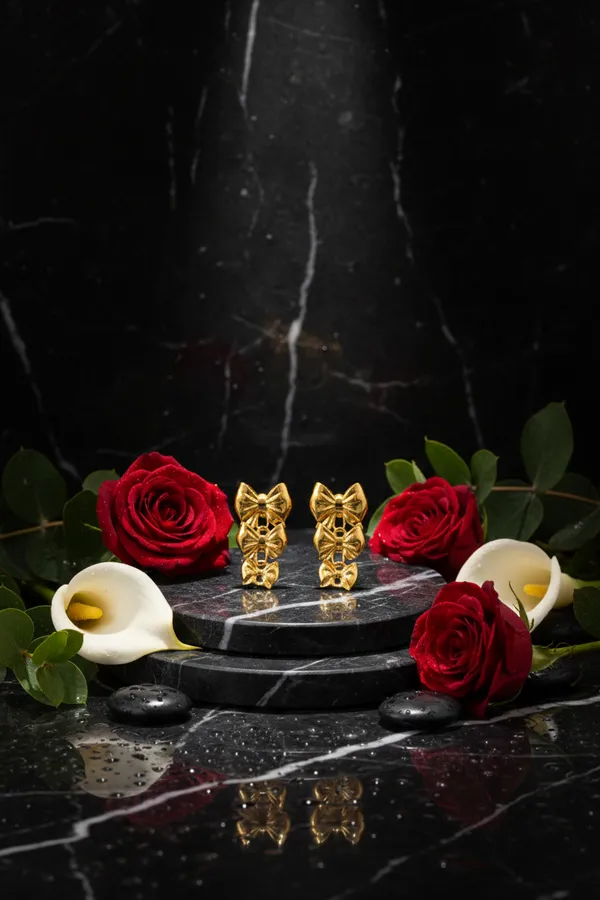Golden_Triple_Bow_Gold_Plated_Drop_Earrings_For_Women