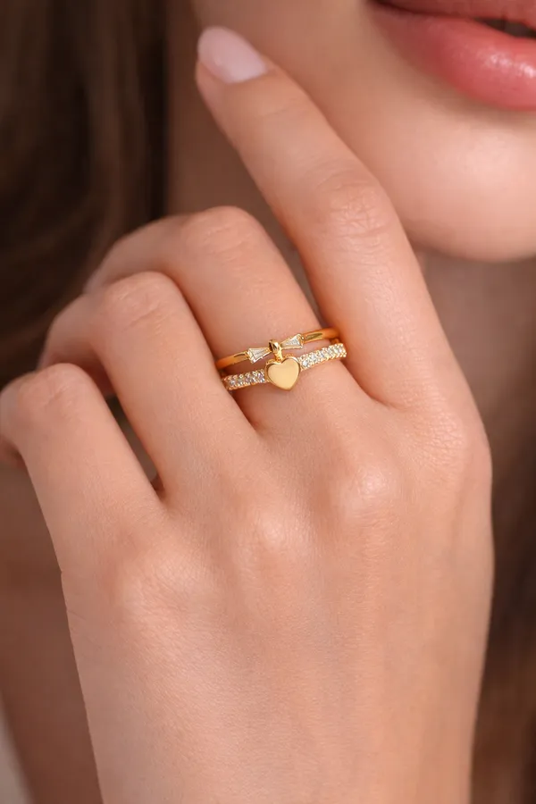 Golden_Elegant_Double_Layer_Heart_And_Bow_Crystal_Ring_Adjustable_Fashion_For_Women