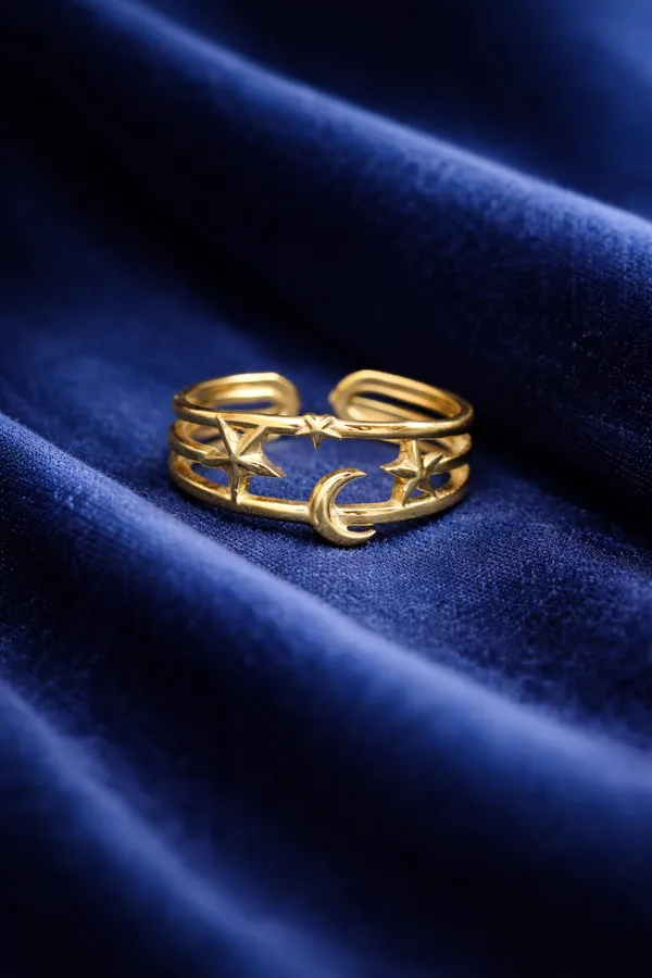 Golden_Celestial_Moon_And_Star_Gold_Plated_Ring_For_Women