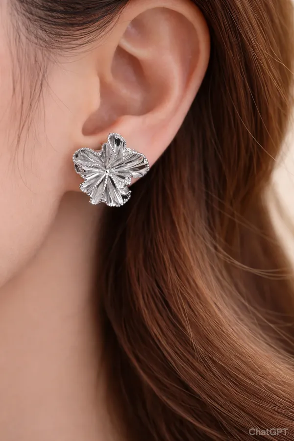 White_Elegant_Silver_Toned_Floral_Stud_Earrings_For_Women