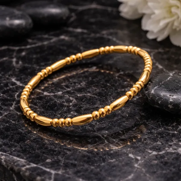 Golden_Beaded_Stretch_Bracelet_For_Women