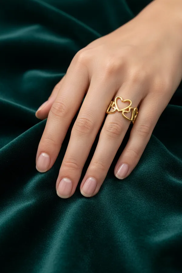 Golden_Heart_Design_Chain_Ring_For_Women