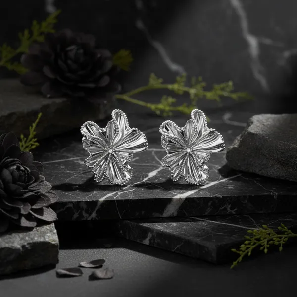 White_Elegant_Silver_Toned_Floral_Stud_Earrings_For_Women