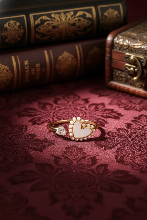 Off_White_Heart_And_Triangle_Pearl_Ring_Adjustable_Fashion_For_Women