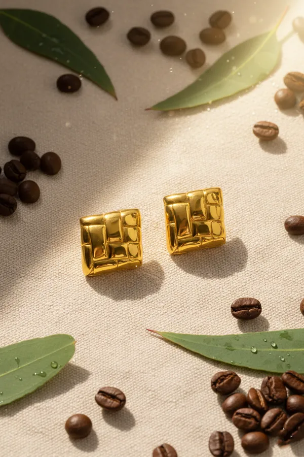Gold_Plated_Quilted_Square_Stud_Earrings_For_Women
