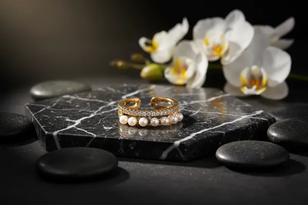 White_Gold_Plated_Double_Band_Adjustable_Ring_With_Pearls_And_Crystals_For_Women