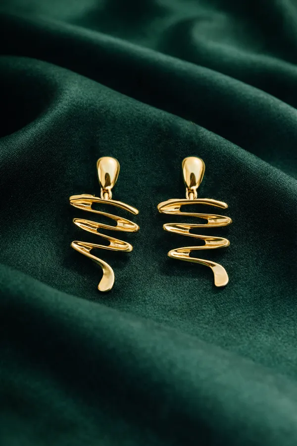 Gold_Plated_Spiral_Drop_Earrings_For_Women