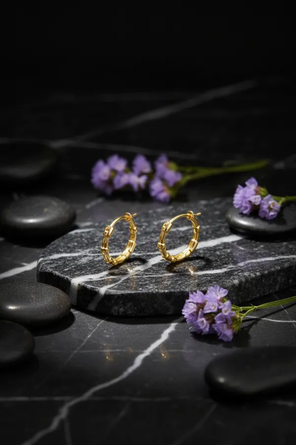Gold_Plated_Bamboo_Textured_Hoop_Earrings_For_Women
