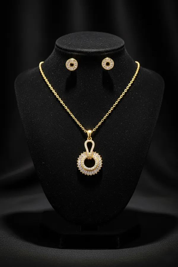 Golden_Circular_Crystal_Pendant_Necklace_Set_With_Matching_Stud_Earrings_For_Women