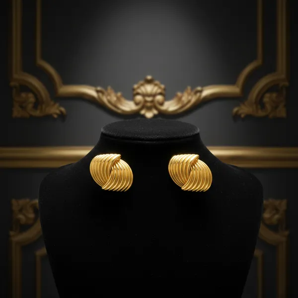 Golden_Elegant_Gold_Plated_Ribbed_Shell_Stud_Earrings_For_Women