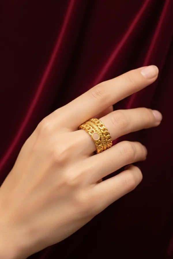 Golden_Layered_Gold_Chain_Ring_With_Decorative_Patterns_And_Stone_Accent_For_Women