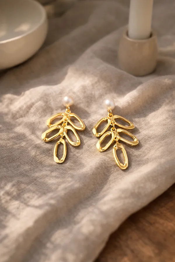 Golden_Pearl_Drop_Leaf_Earrings_For_Women