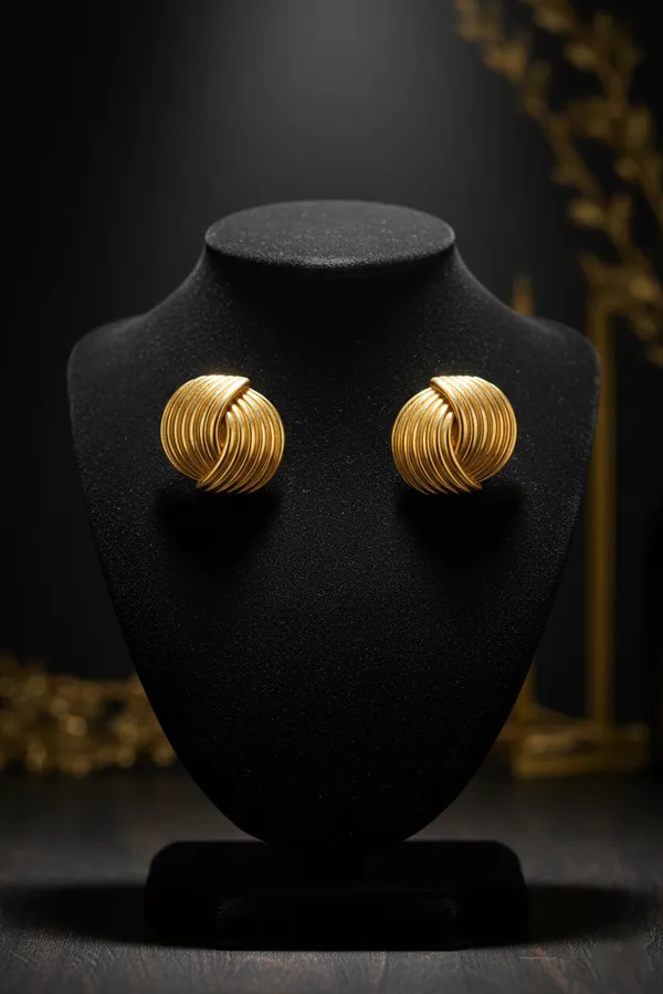 Golden_Elegant_Ribbed_Swirl_Stud_Earrings_For_Women