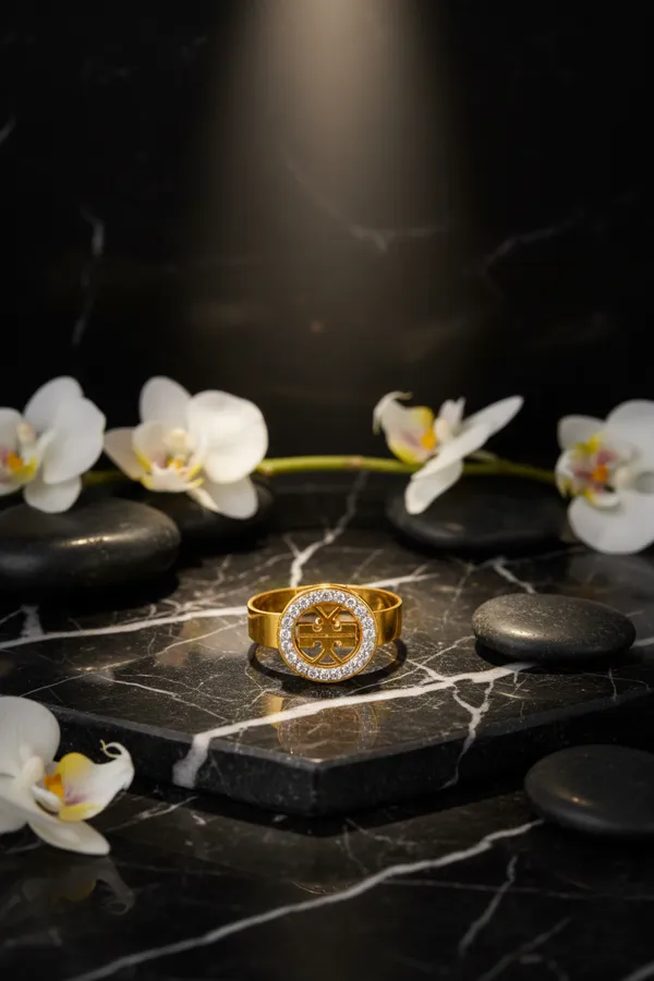 Gold_Plated_Prosperity_Symbol_Ring_With_Crystal_Halo_For_Women