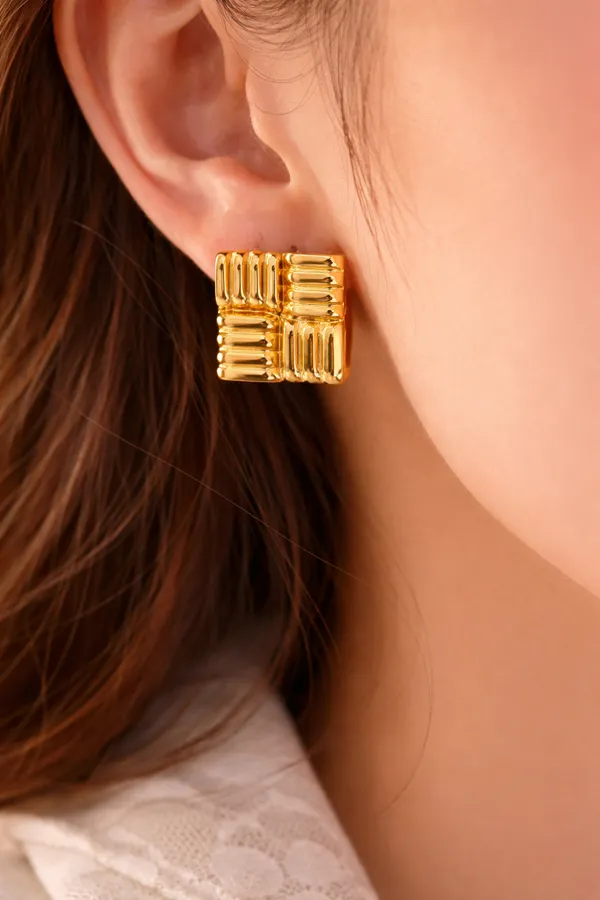 Golden_Textured_Square_Stud_Earrings_For_Women