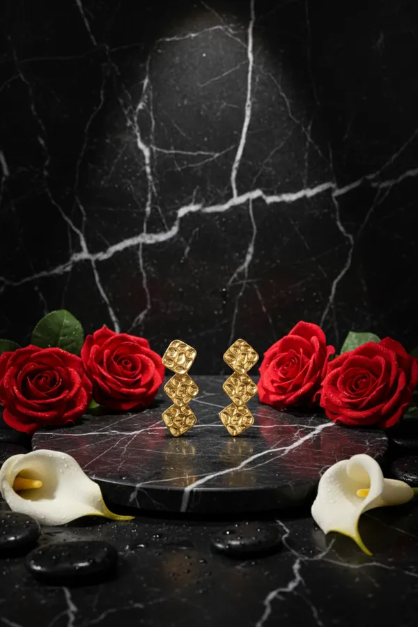 Gold_Plated_Textured_Square_Drop_Earrings_For_Women