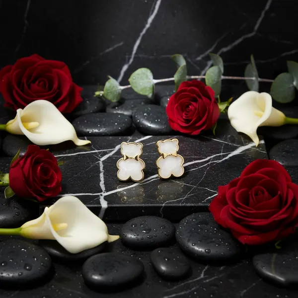 White_Cat_Shaped_Gold_Plated_Stud_Earrings_For_Women