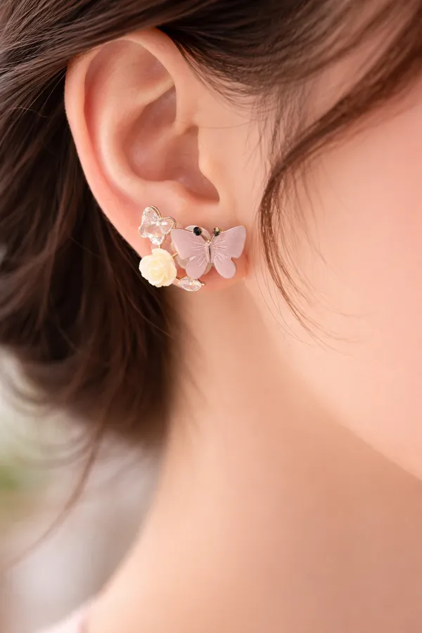 White_Pink_Butterfly_And_Rose_Stud_Earrings_With_Crystal_Accents_For_Women