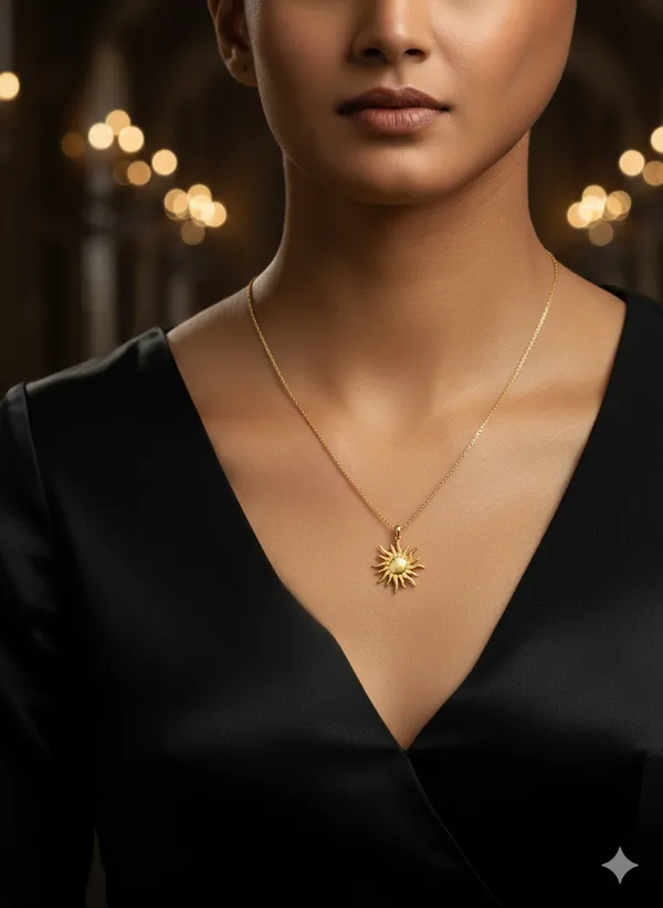White_Golden_Sun_Pendant_Necklace_With_Delicate_Chain_For_Women
