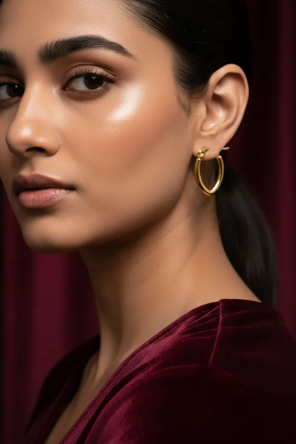 Golden_Classic_Gold_Plated_Oval_Hoop_Earrings_For_Women