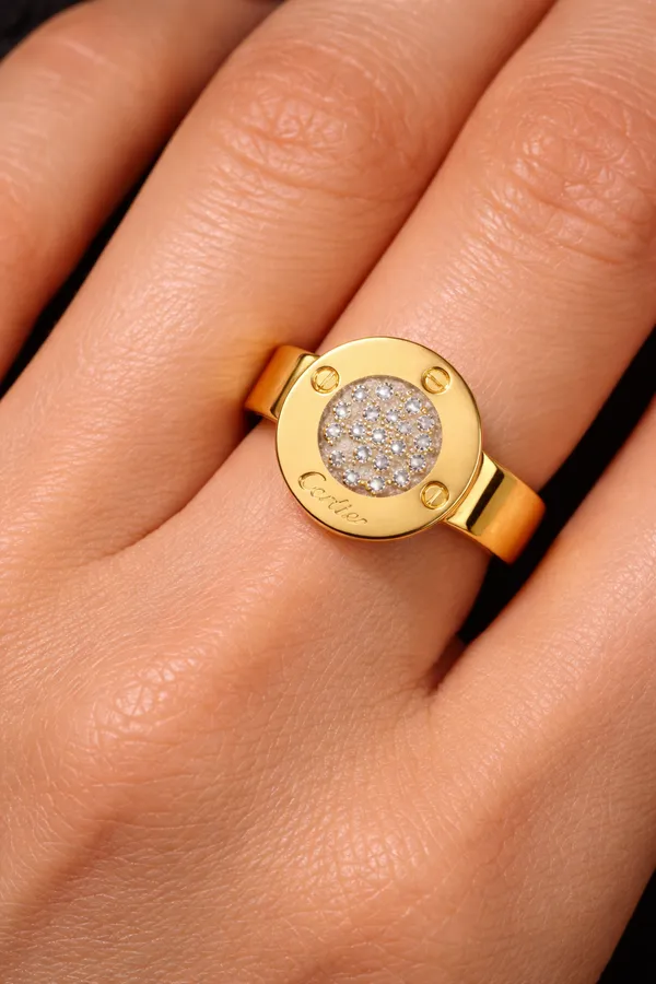 Golden_Cartier_Inspired_Gold_Plated_Ring_With_Pave_Diamond_Center_For_Women