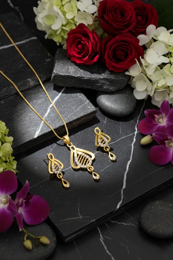 Gold_Plated_Cz_Stone_Pendant_Necklace_Set_With_Earrings_For_Women