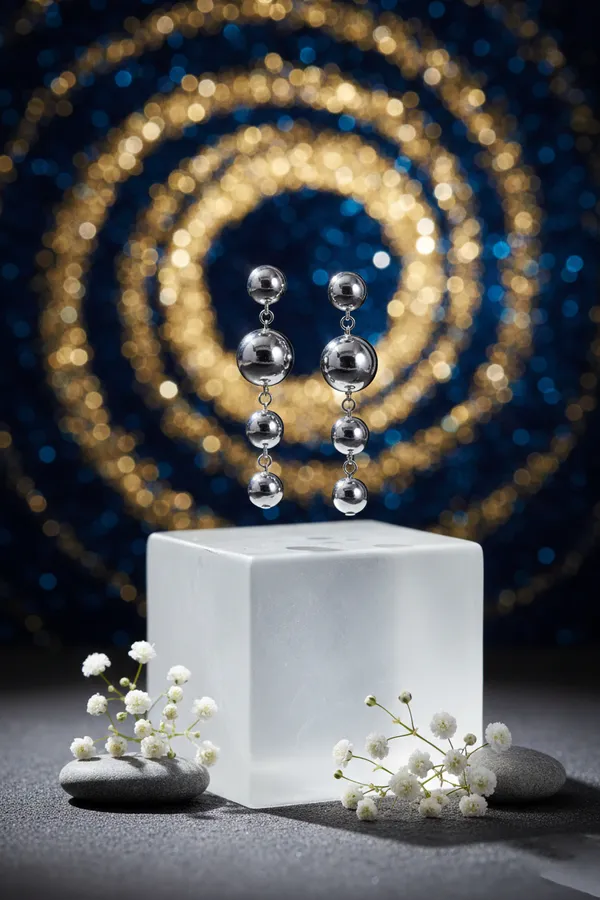 Golden_Silver_Graduated_Ball_Drop_Earrings_For_Women