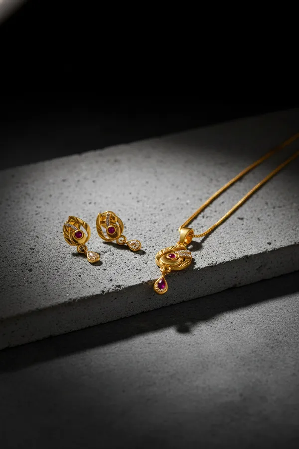 Golden_Ruby_Peacock_Pendant_Necklace_Set_With_Matching_Earrings_For_Women