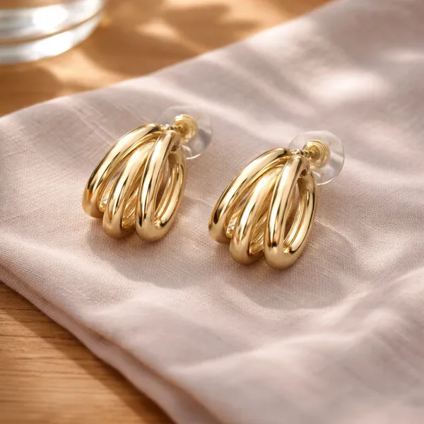 Golden_Triple_Hoop_Stud_Earrings_For_Women