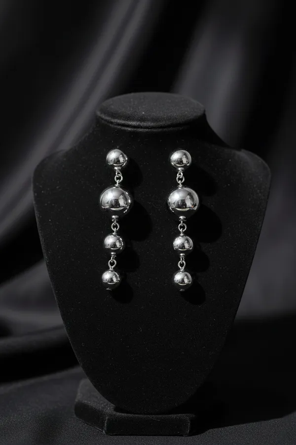 Golden_Silver_Graduated_Ball_Drop_Earrings_For_Women