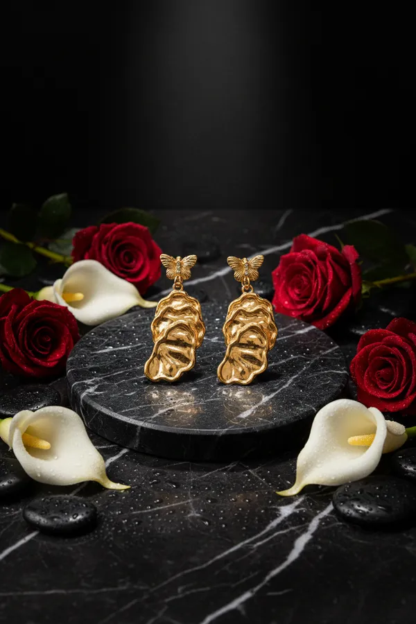 Gold_Plated_Butterfly_Oyster_Shell_Drop_Earrings_For_Women