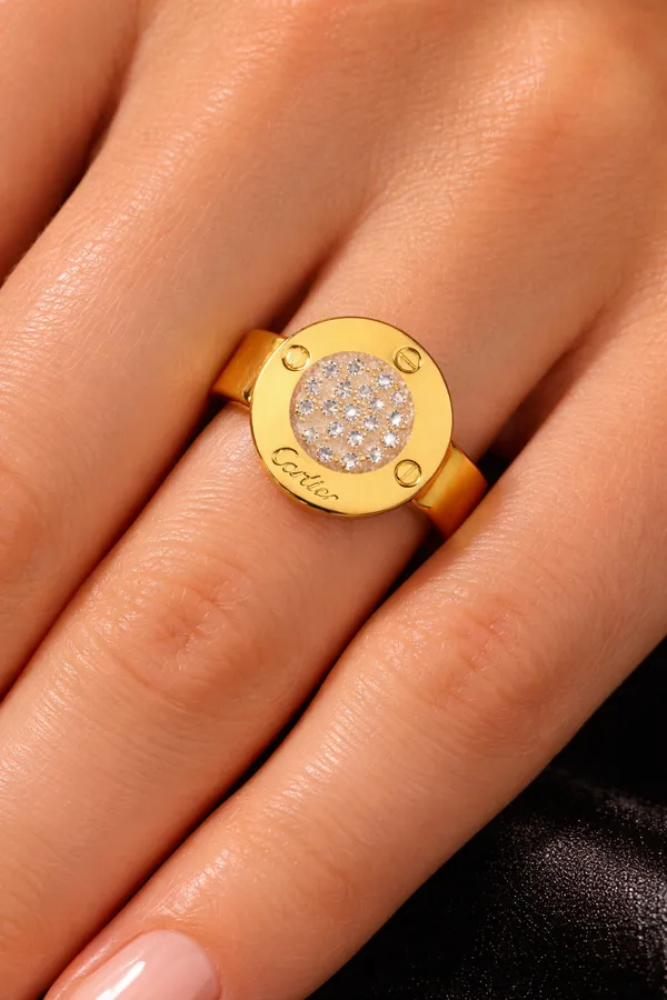 Golden_Cartier_Inspired_Gold_Plated_Ring_With_Pave_Diamond_Center_For_Women