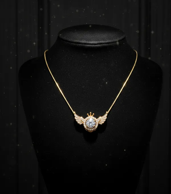 White_Golden_Winged_Crown_Crystal_Pendant_Necklace_For_Women