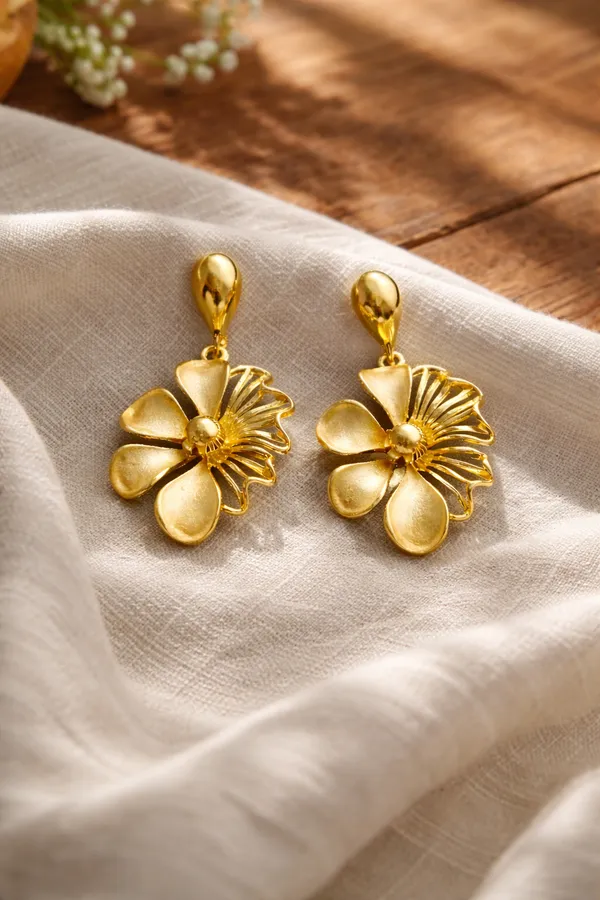 Golden_Floral_Drop_Earrings_For_Women