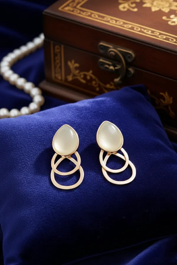 White_Elegant_Opal_Teardrop_Earrings_With_Double_Ring_Design_For_Women