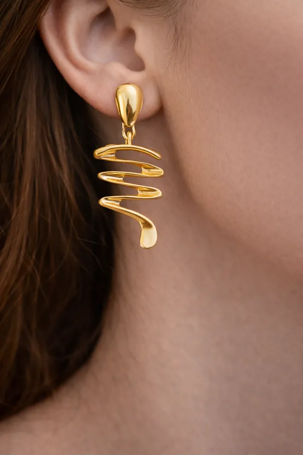 Gold_Plated_Spiral_Drop_Earrings_For_Women