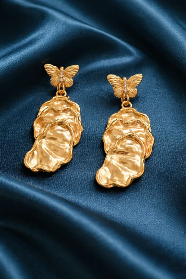 Gold_Plated_Butterfly_Oyster_Shell_Drop_Earrings_For_Women