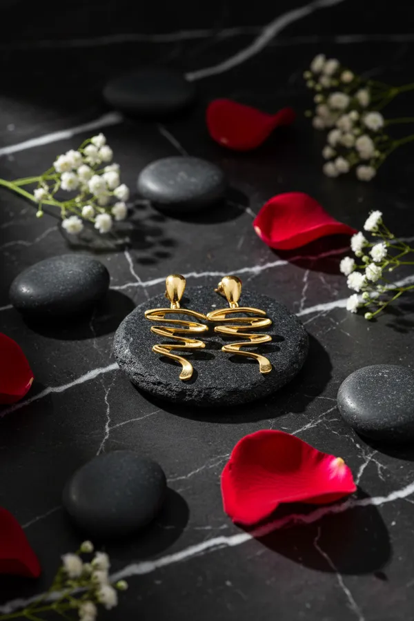 Gold_Plated_Spiral_Drop_Earrings_For_Women