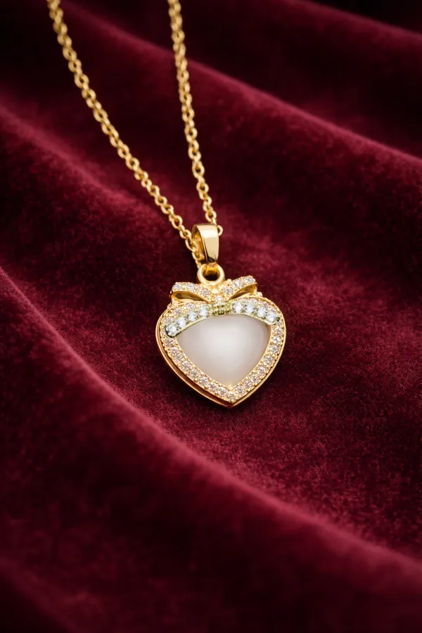 White_Gold_Plated_Heart_Pendant_Necklace_With_Crystal_Bow_Accent_And_Mother_Of_Pearl_Inlay_For_Women